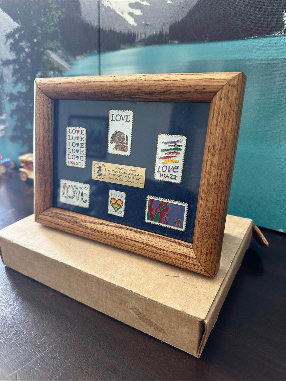 Framed LOVE Stamp Collection Johnny F. Thomas 1987